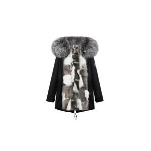 NWOT Ozlana Black+Classic Silver Fox Fur Parka